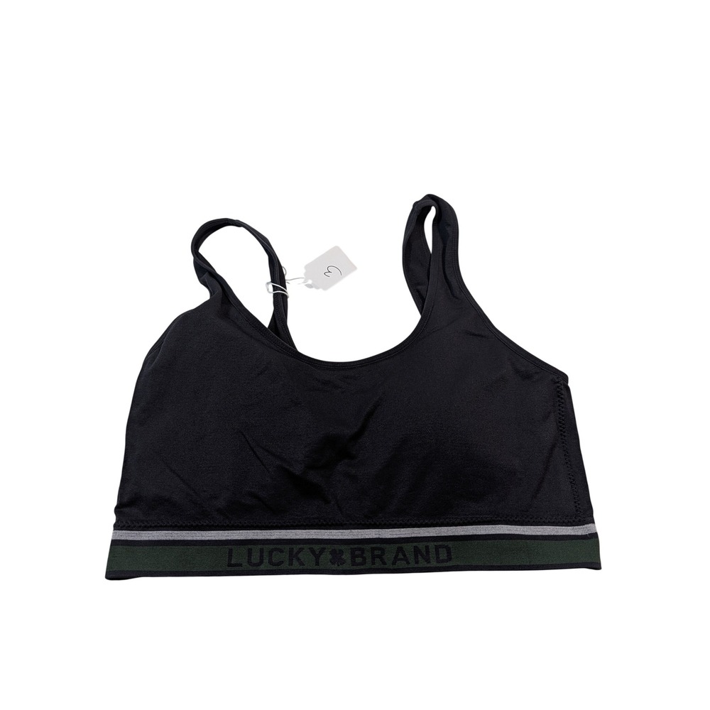 Lucky Brand Women Sports‎ Bra 3X Black Green Logo Band